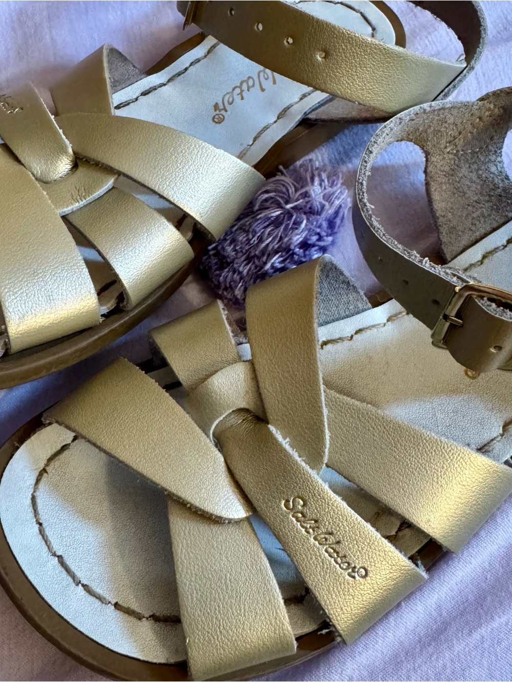 Gold Saltwater Sandals Size 12 - Picture 3 of 4